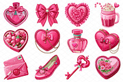 Watercolor Coquette Valentines Clipa, an Illustration by cherrydesign (Thumbnail 3 of 4)