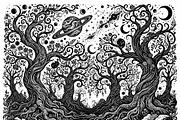 50 Mystical Galaxy Forest Silhouette, a Technology Illustration by Amazin_art (Thumbnail 14 of 41)