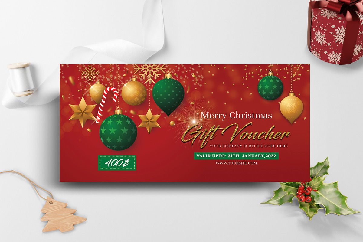Christmas Gift Voucher Template, a Stationery Template by Ultimate Template Shop (Photo 1 of 3)