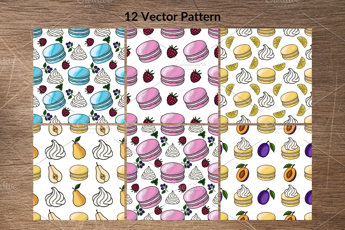 Patisserie Favorites Macaron Pattern, a Food Illustration by Elatedowl (Photo 2 of 11)