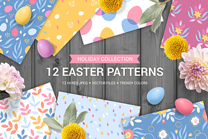 12 Easter Seamless Patterns