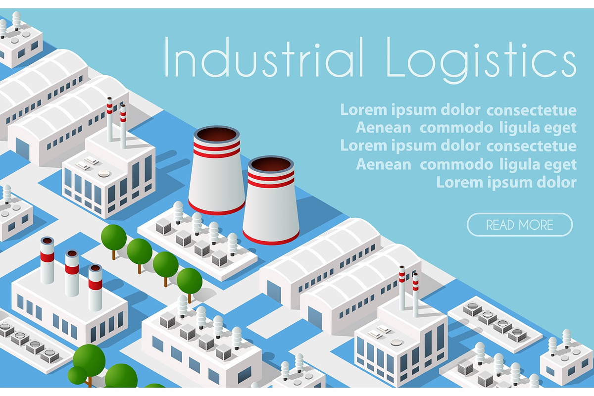 Industrial Logistics 3D Isometric, a Technology Illustration by AlexZeL (Photo 1 of 5)