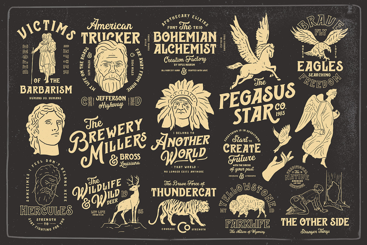 Bohemian Alchemist 5 Font + 15 Badge preview 2
