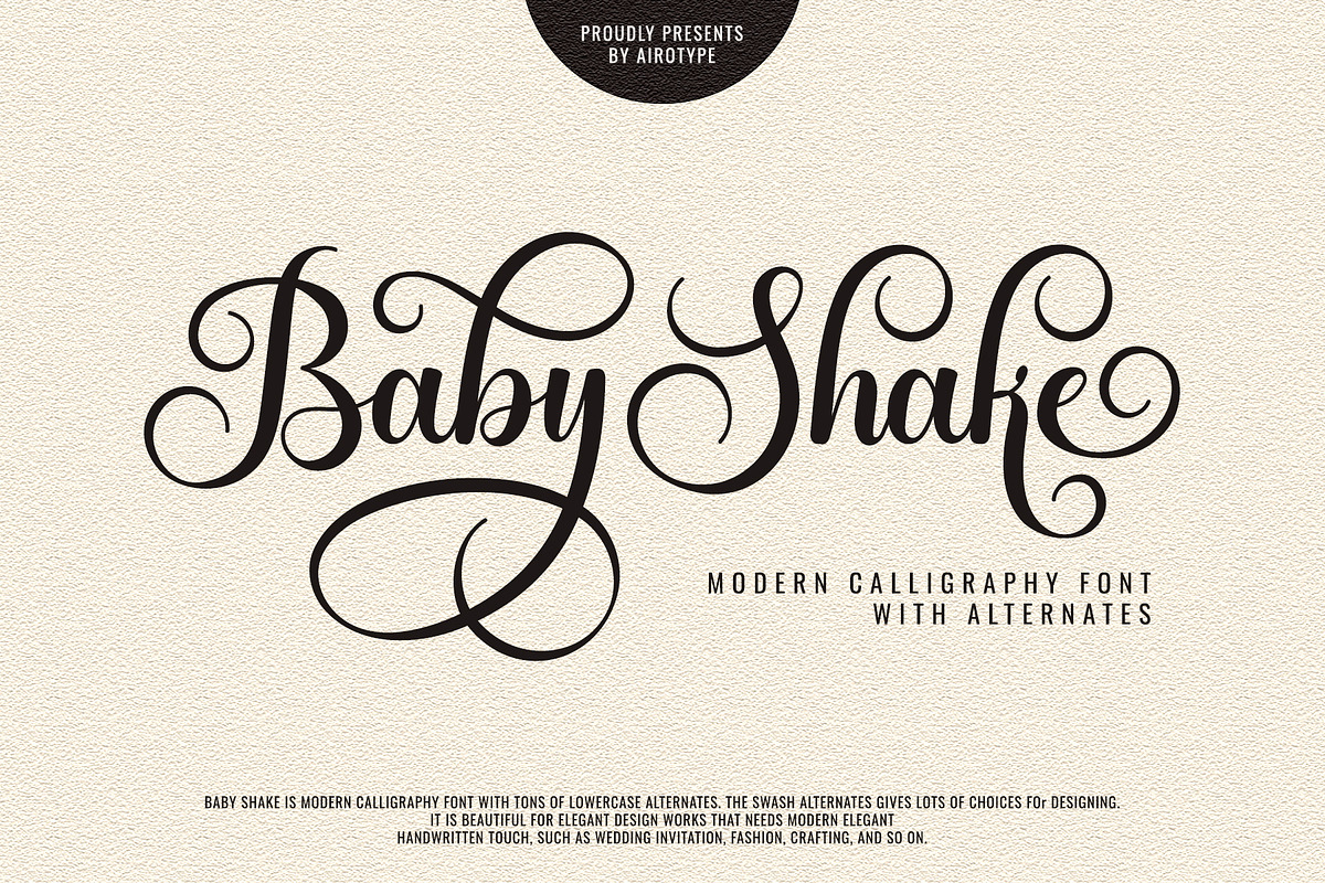 Baby Shake - Luxury Calligraphy Font, a Script Font by Airotype (Photo 1 of 13)