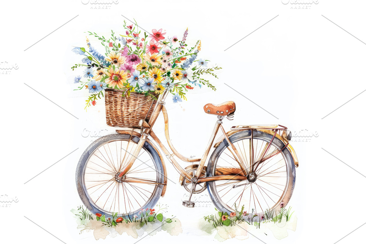 Watercolor vintage bicycle, an Illustration by Neirfy