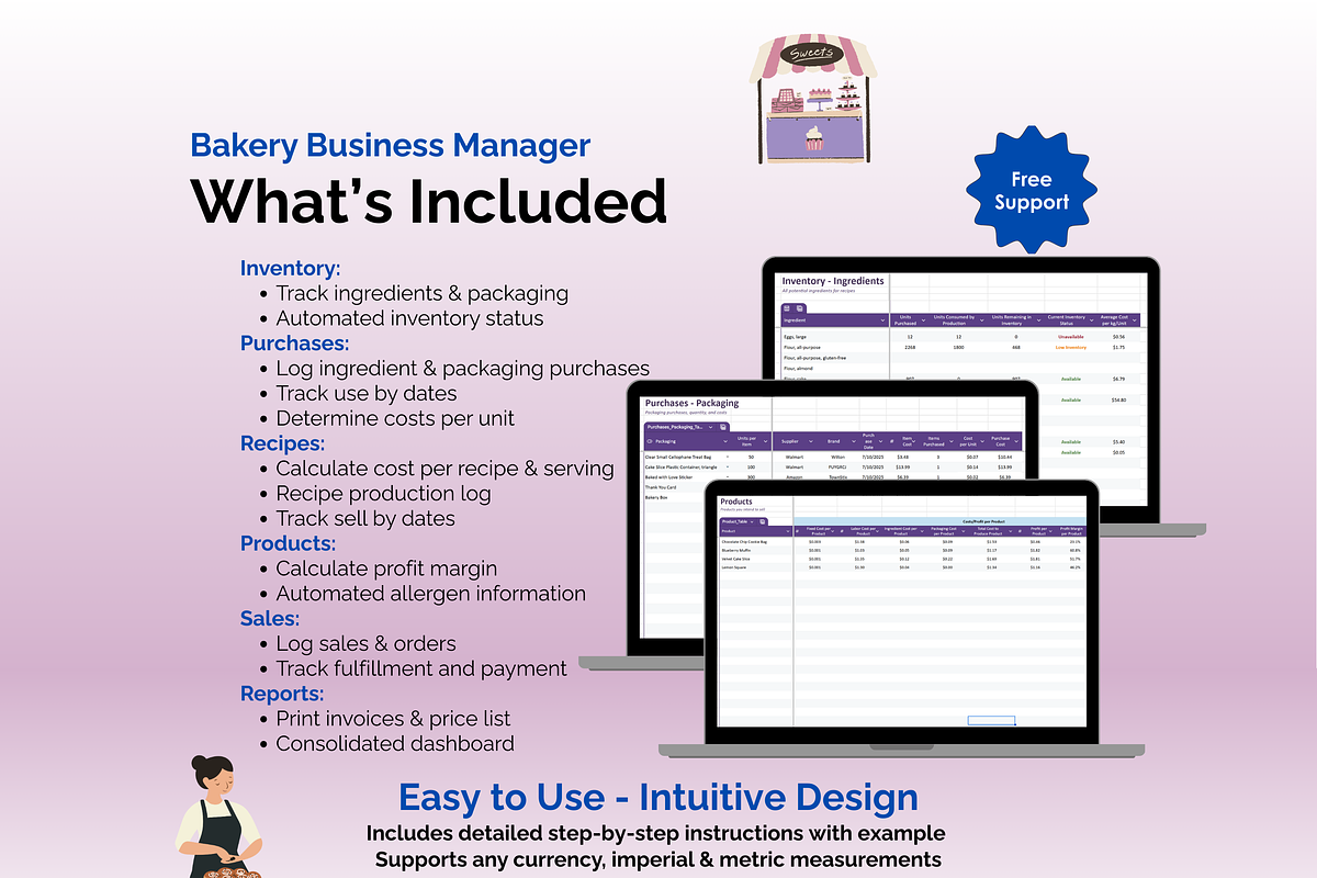 Bakery Business - Google Sheets, an App Template by Ardent Workshop (Photo 2 of 9)