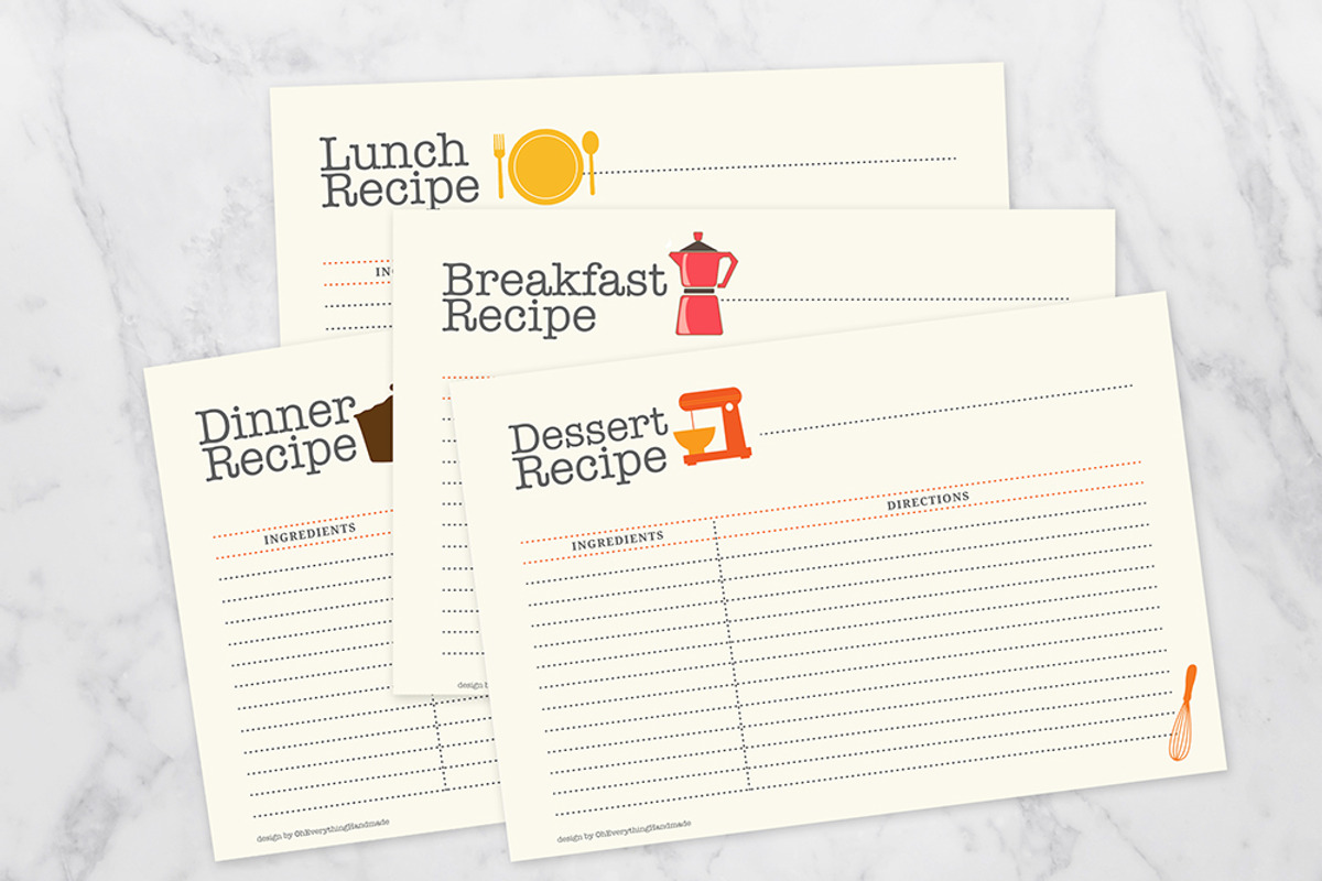 Editable Recipe Card Set, a Card Template by OhEverythingHandmade (Photo 1 of 6)