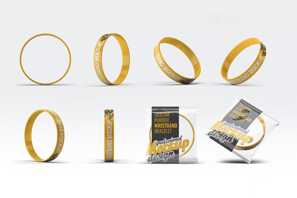 Silicone Rubber Wristband Mock-Up, an Apparel Mockup by DesignRushMarket (Photo 1 of 9)