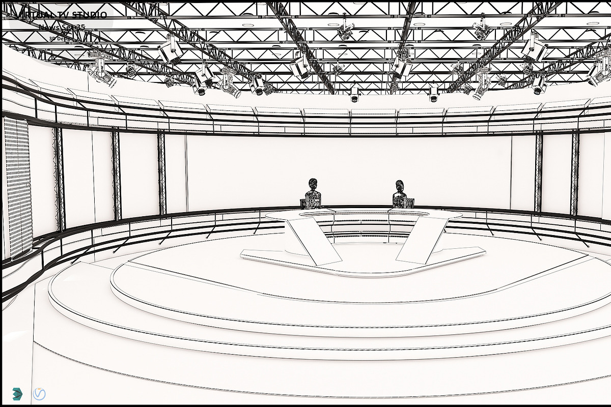 Virtual TV Studio News Set 35, an Architecture 3D Model by akerStudio (Photo 9 of 39)