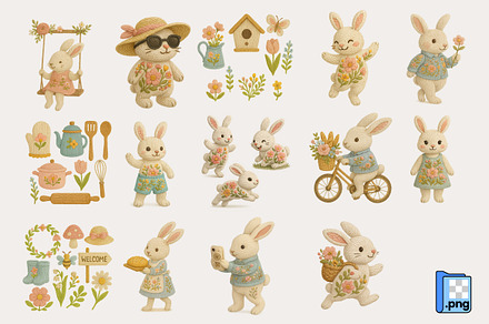 Set of Springtime Bunnies