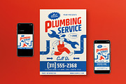 Blue Plumbing Service Flyer Set, a Flyer Template by graphicook (Thumbnail 1 of 3)