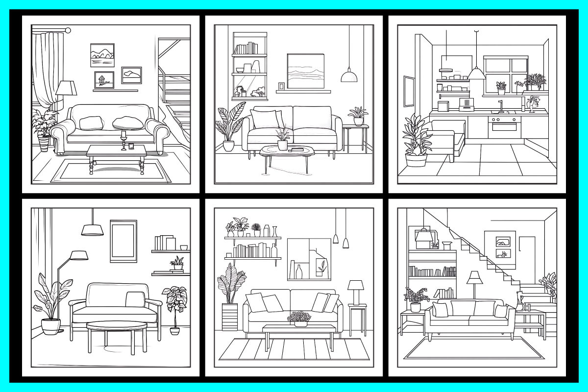 Home Interior Coloring Book, a Decorative Illustration by protabsorkar11 (Photo 3 of 7)