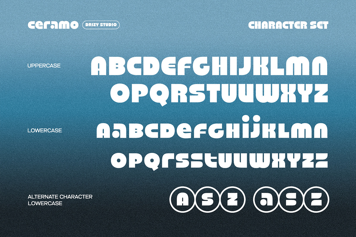 Ceramo – Retro Geometric Display, a Sans Serif Font by Drizy (Photo 4 of 10)