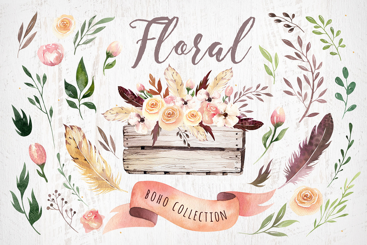 Bohemian watercolor collection II, a Texture Illustration by Peace ART (Photo 1 of 7)