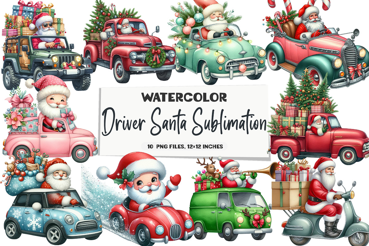 Driver Santa Sublimation, an Illustration by DreamArtGraphic (Photo 1 of 3)
