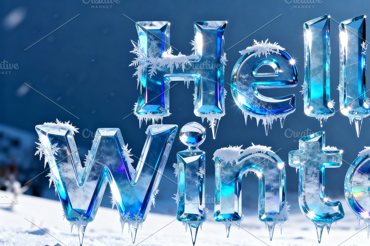 Hello Winter ice text design, a Wallpaper Graphic by Elen_Art (Photo 3 of 3)
