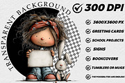 Quirky Easter Girl and Bunny Clipart, an Illustration by DreamCafeArt (Thumbnail 2 of 6)
