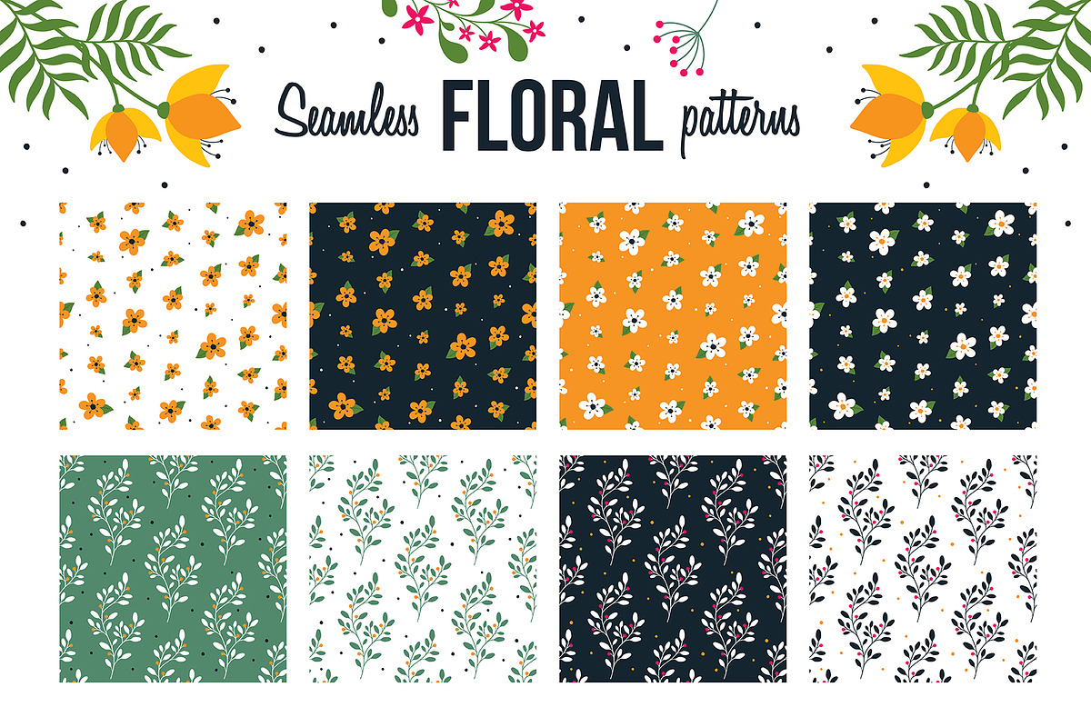 Seamless Floral patterns, a Pattern Graphic by The Odd Seed (Photo 5 of 9)