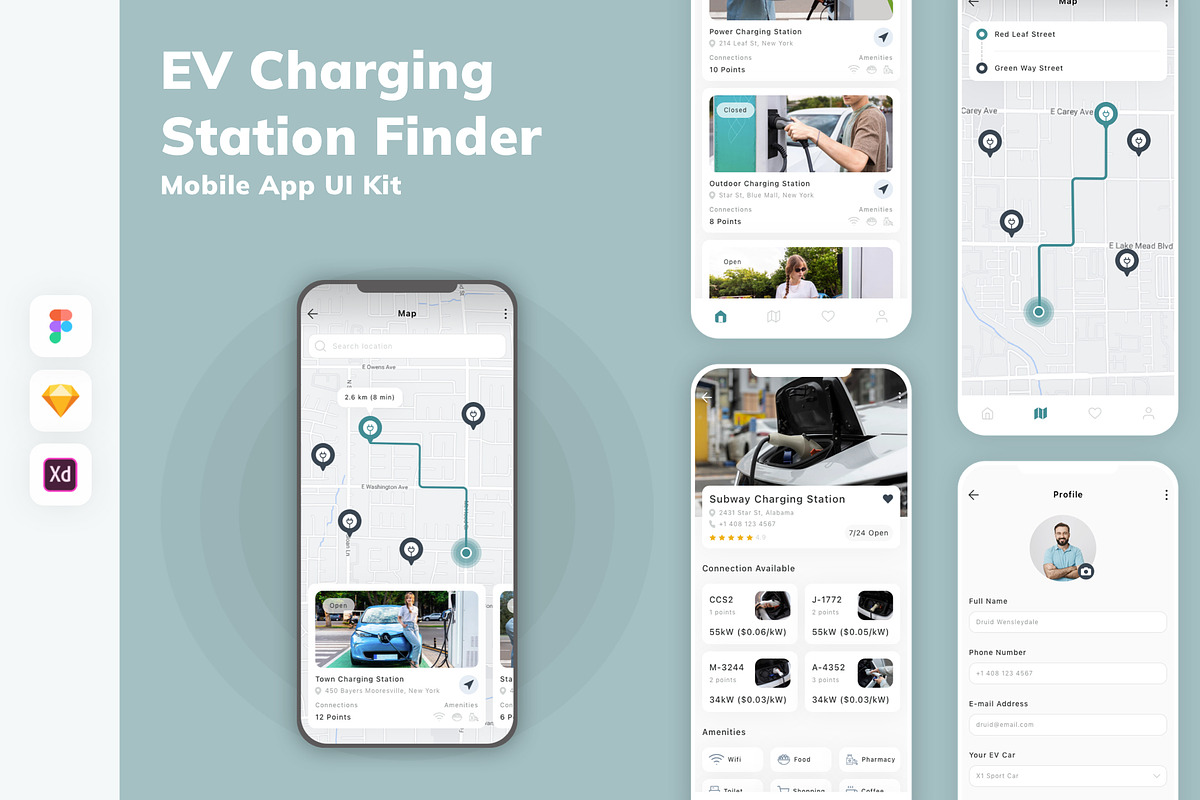 EV Charging Station Finder UI Kit, an UI Kit Template by uicube