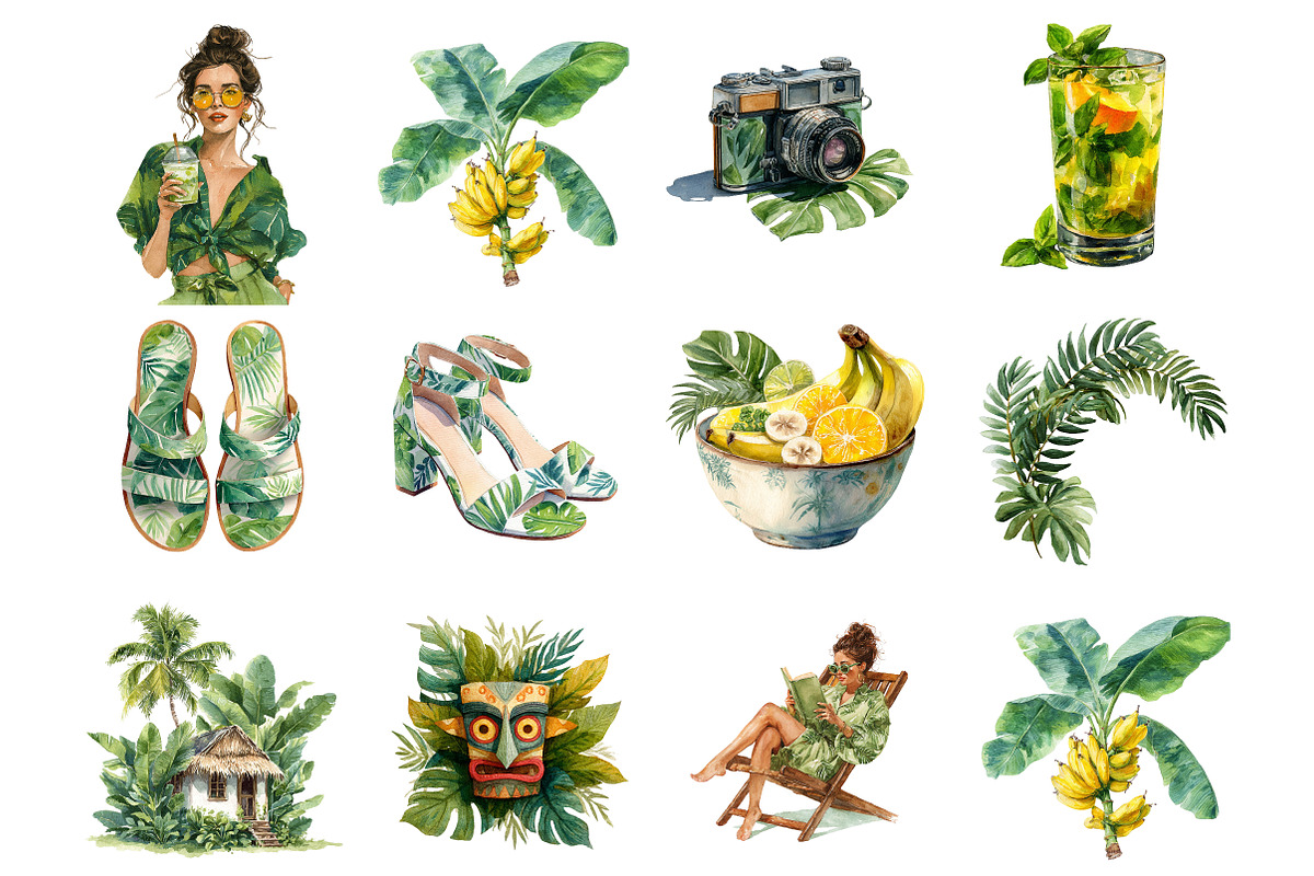 Tropical Summer Clipart, an Illustration by DreamArtGraphic (Photo 2 of 4)