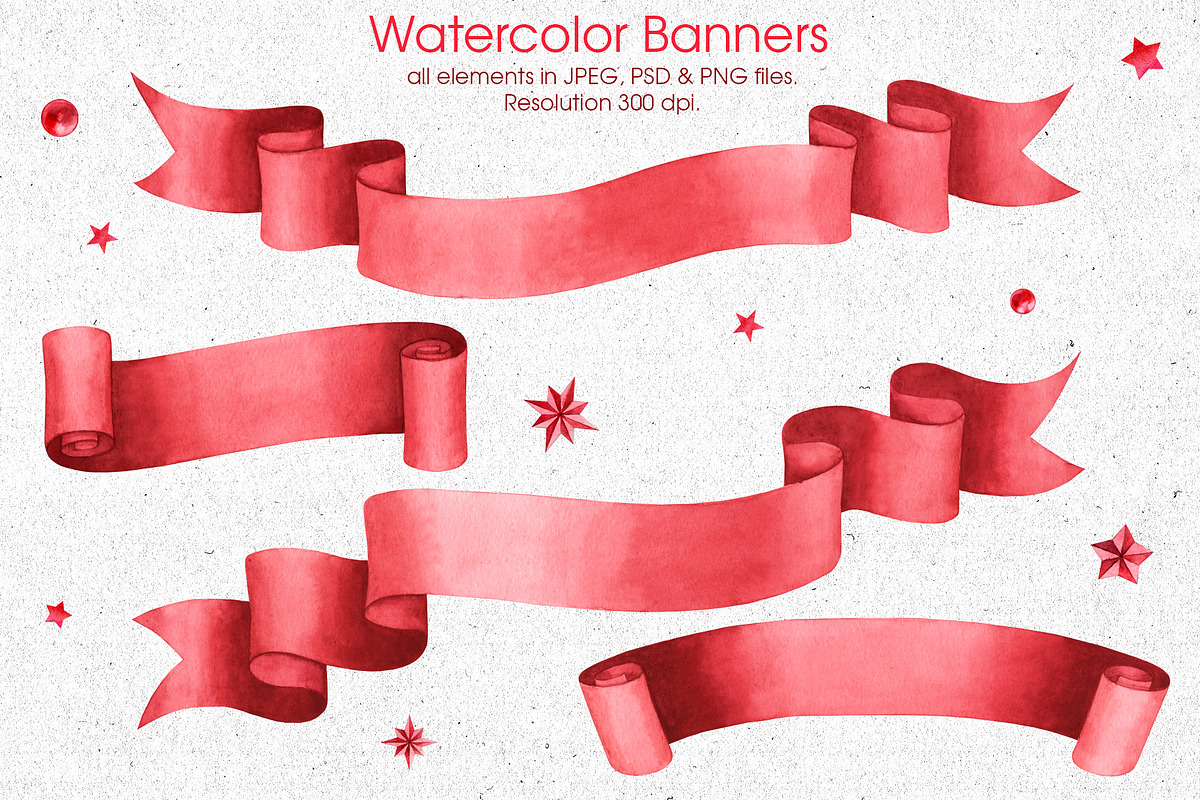 Red ribbons & banners collection, a Decorative Illustration by Anastasia Koba (Photo 3 of 8)