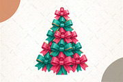 Christmas Tree Bow PNG, an Illustration by Watercolor design (Thumbnail 1 of 6)