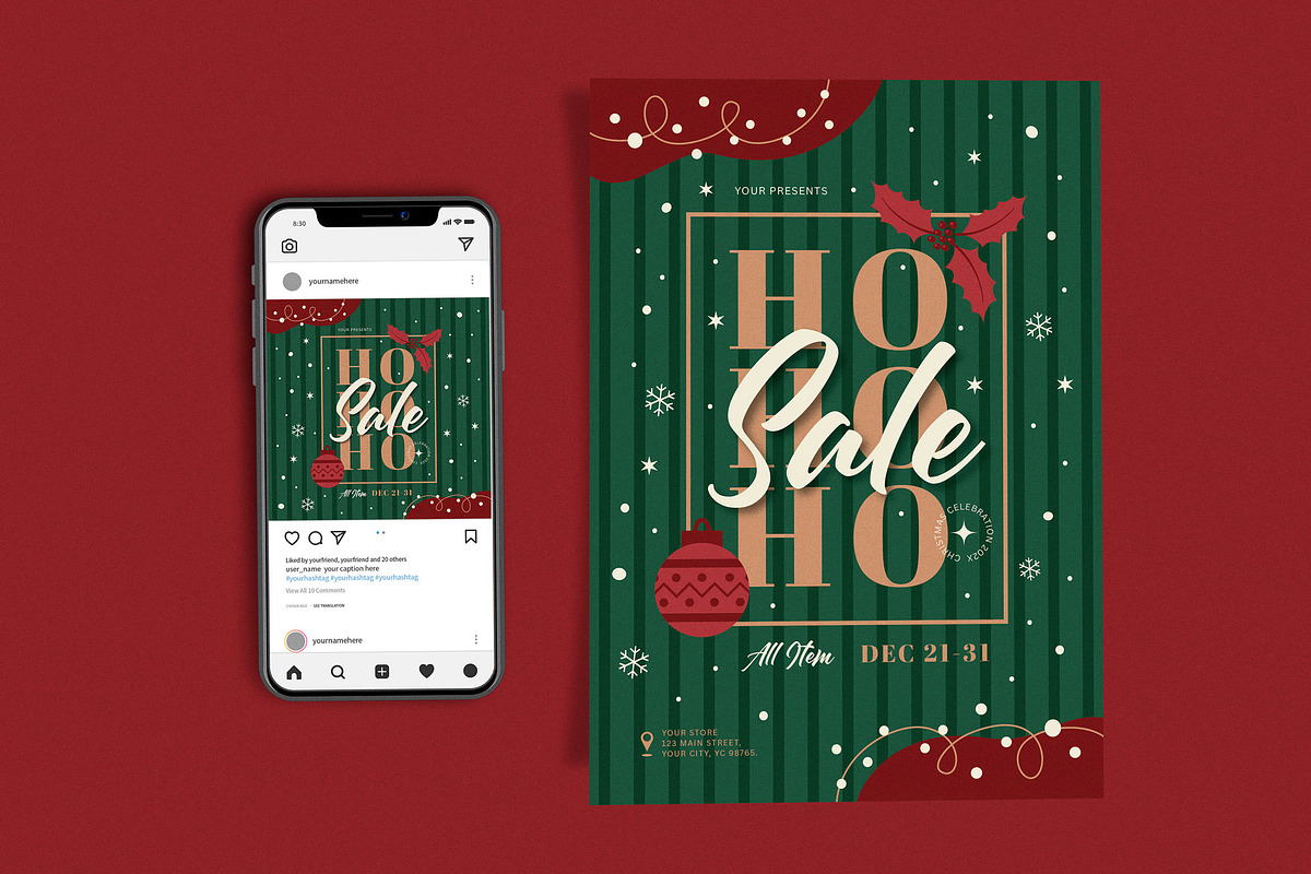Hohoho Sale Green, a Flyer Template by Me55enjah Design (Photo 1 of 4)