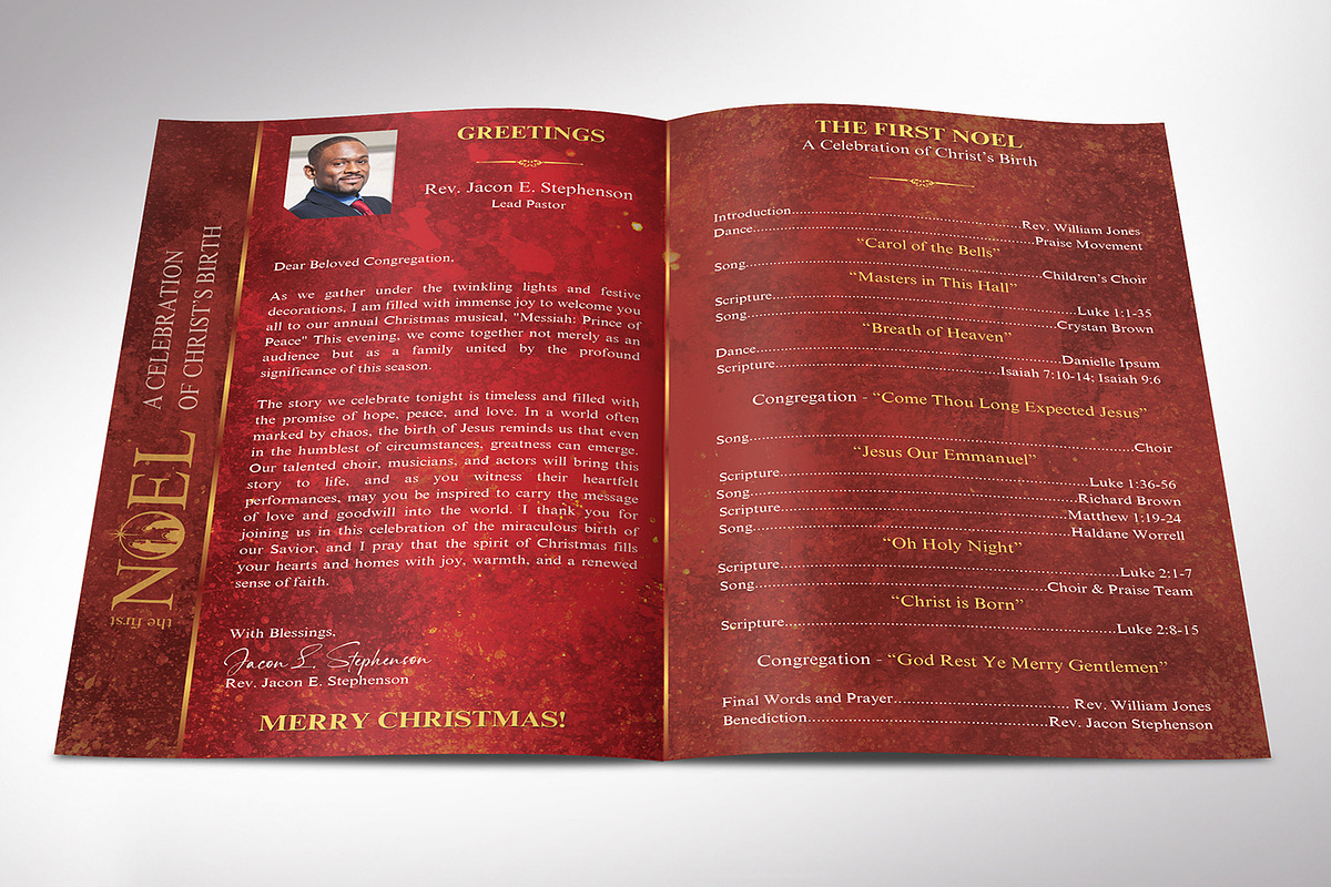 Noel Christmas Program Canva Templat, a Brochure Template by Godserv Designs (Photo 2 of 11)