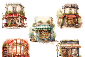 Watercolor Cozy Cafe Clip Art