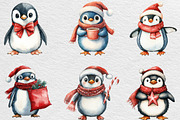 Christmas Penguin Watercolor Clipart, an Illustration by Black Bird Studio (Thumbnail 5 of 6)