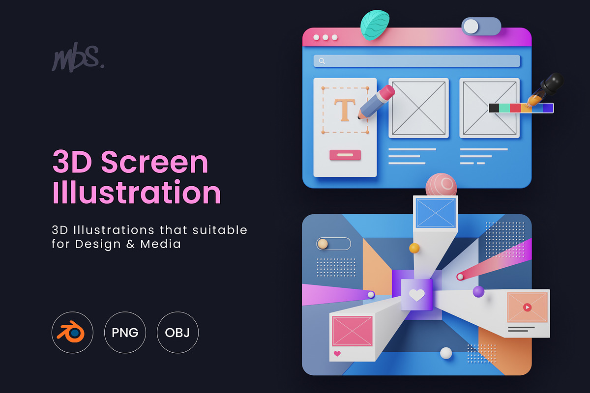3D Screen Illustration Pack, a Templates & Theme by Framley (Photo 1 of 4)