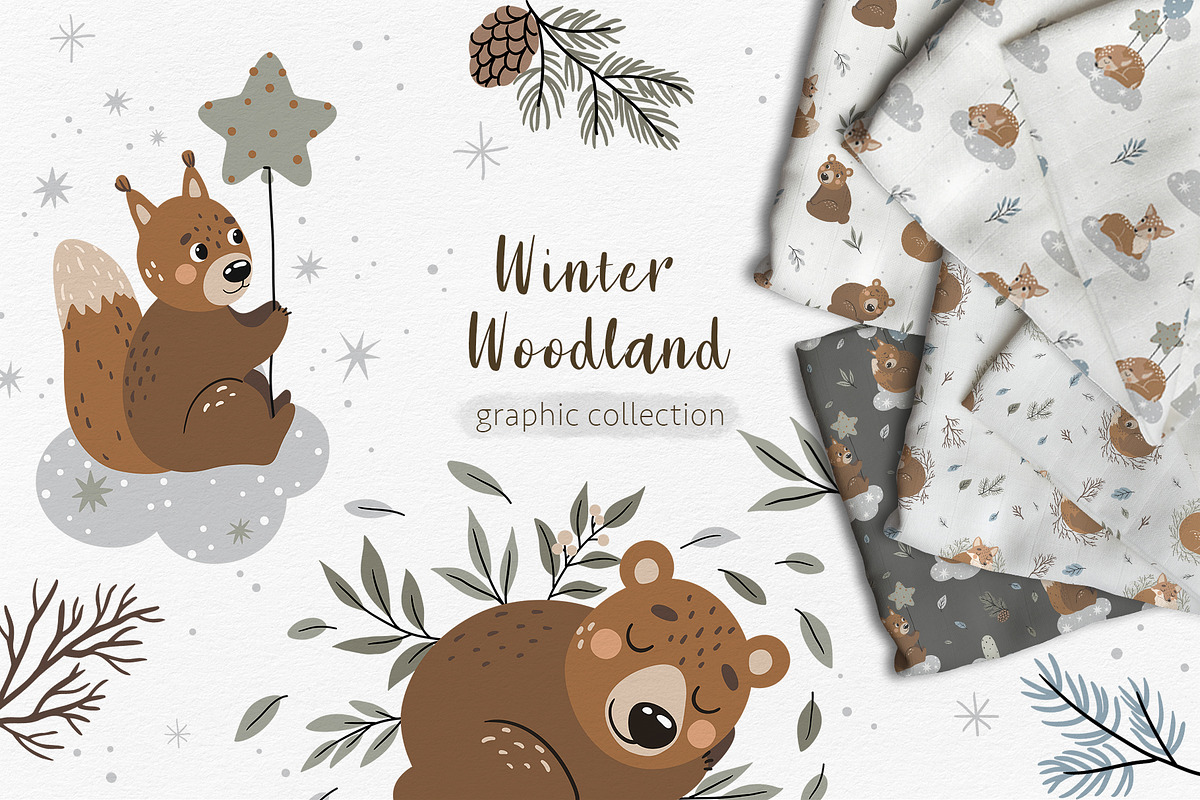 Cozy Woodland Animals Clipart, a Texture Illustration by Jenny Quince (Photo 1 of 13)