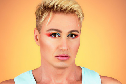 Beauty Fashion man guy with Bright Makeup, lgbtq