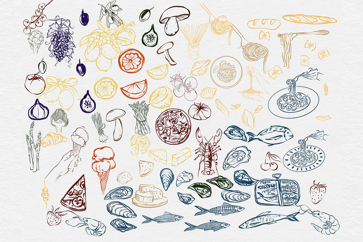 Mediterranean Food Illustrations, a Graphic by HabitusDesigns (Photo 2 of 5)