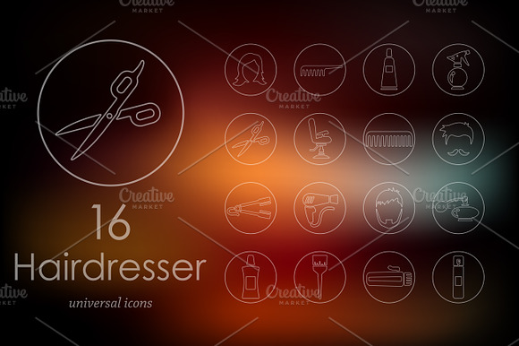 16 Barber Shop Line Icons