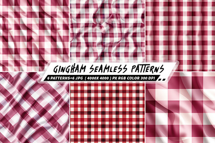 Gingham 6 Seamless Patterns, a Graphic by one-touch