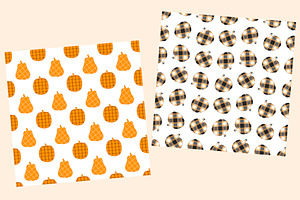 Pumpkin Pattern. Pumpkin Plaid Print