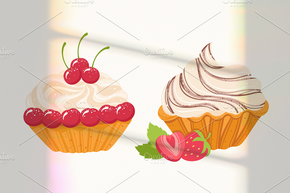 Cakes ice cream desserts cake slices, a Food Illustration by Neliakott ♥ (Photo 3 of 11)