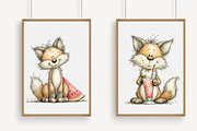 Summer Fox Enjoy Watermelon Clipart, an Illustration by Libby Wishes (Thumbnail 5 of 7)