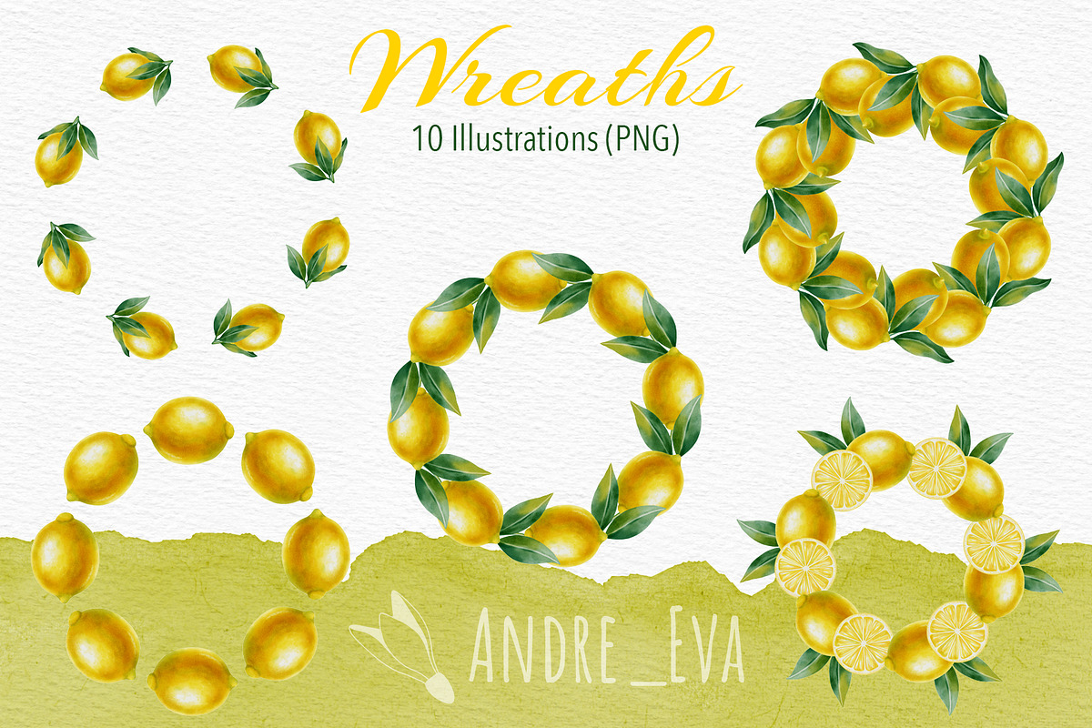 Lemon — Watercolor Illustration Set, a Food Illustration by Andre_Eva (Photo 5 of 12)
