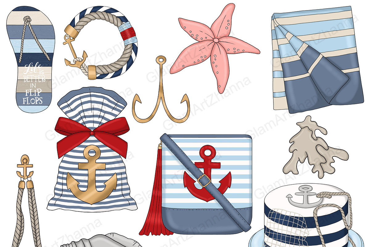 Nautical Clipart, a Transportation Illustration by GlamArtZhanna (Photo 2 of 5)