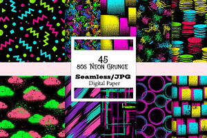80s Neon Grunge Seamless Patterns, a Pattern Graphic by Wow Magic