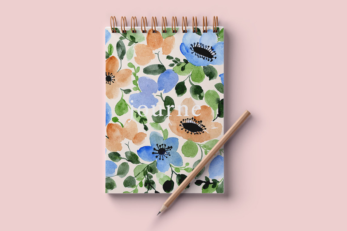 12 Floral Watercolor Backgrounds, a Decorative Illustration by wulano (Photo 6 of 7)