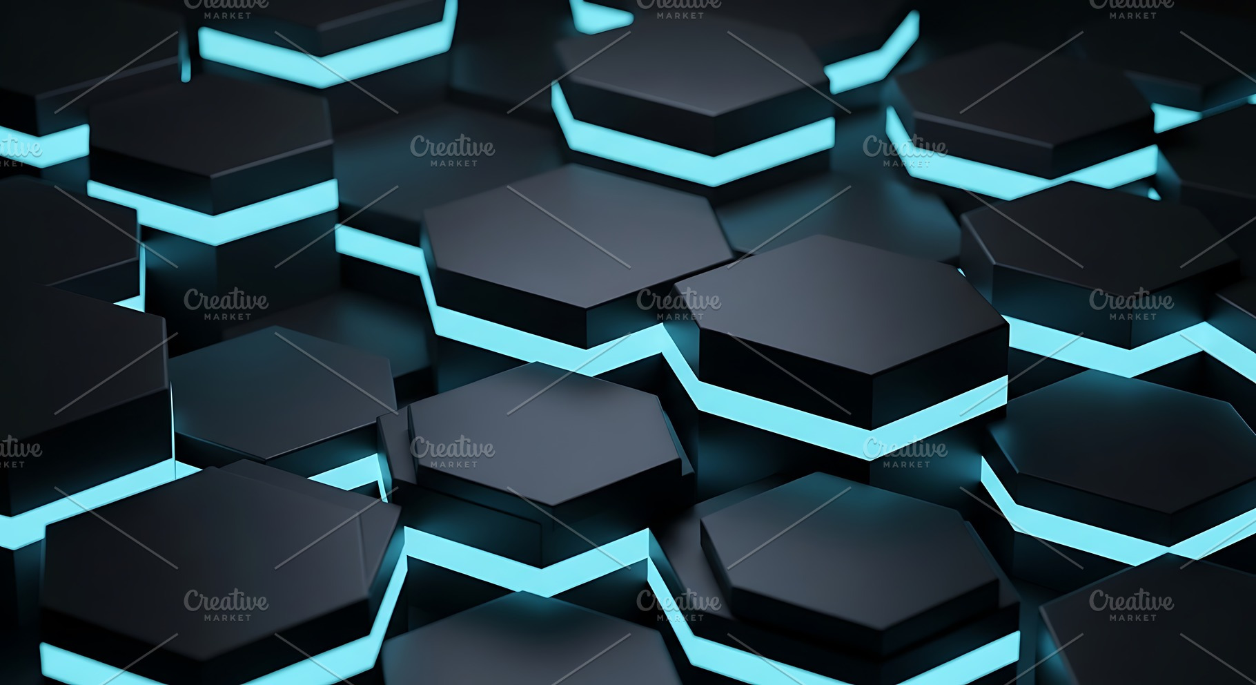 Black hexagons with blue glowing edg, a Background Photo by Artonix