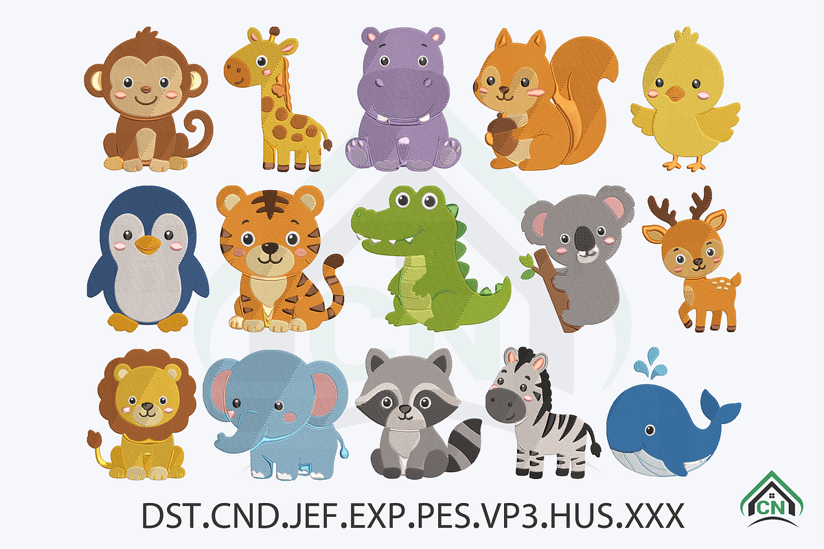 Cute Animal Embroidery Bundle, a Solid Icon by Craft Nest (Photo 1 of 6)