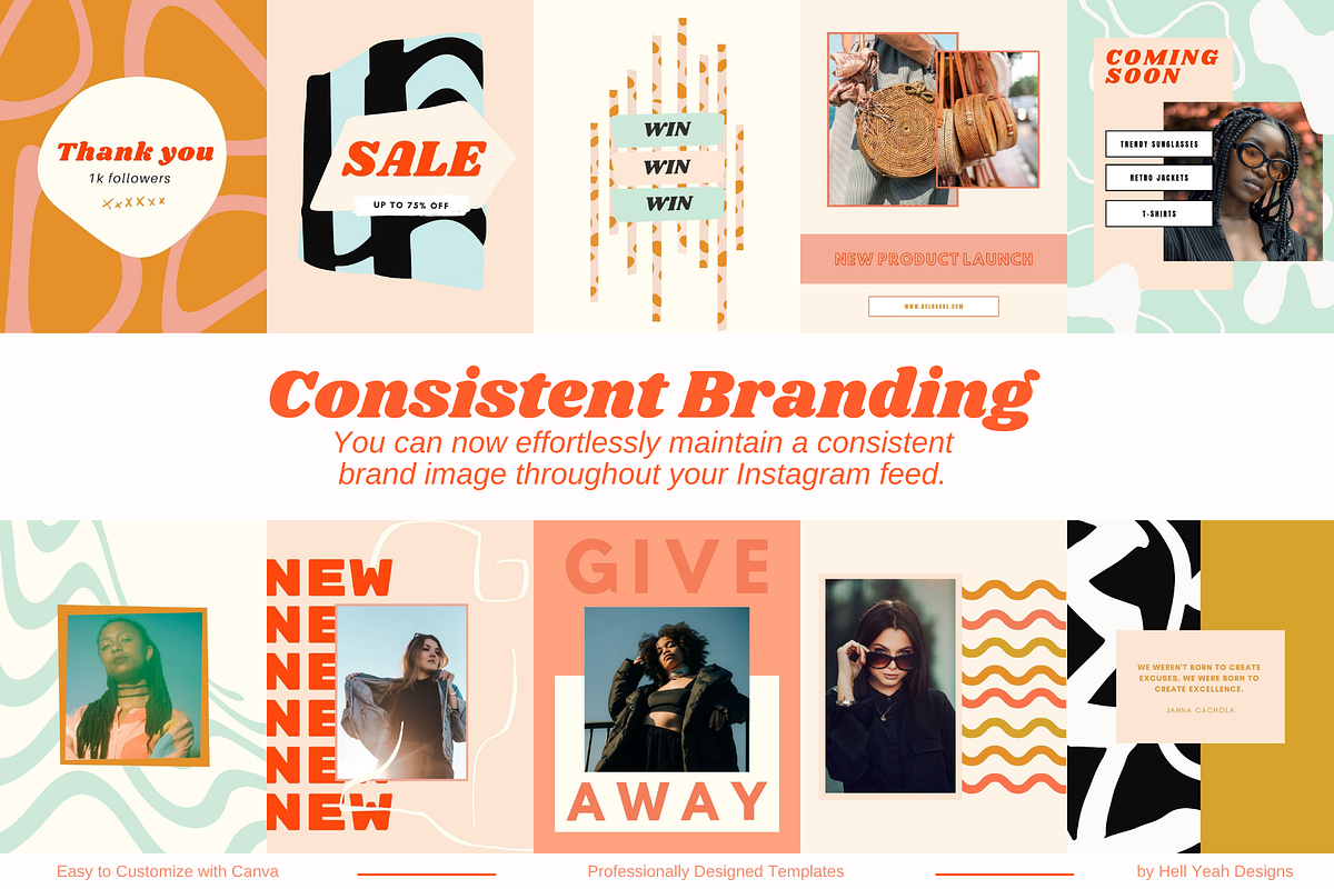 Bold Instagram Post Templates, a Social Media Template by HellYeahDesigns