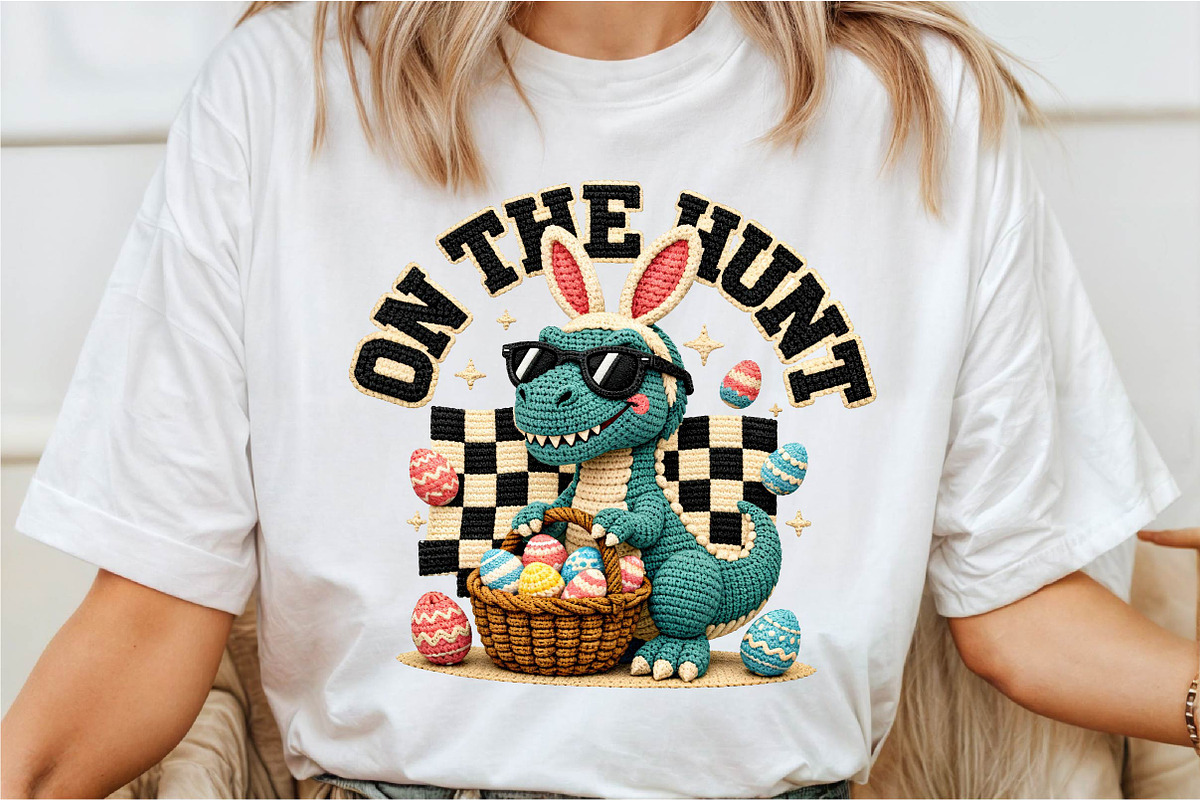 Crochet Dinosaur Easter Bunny Png, an Illustration by DreamCafeArt (Photo 3 of 6)