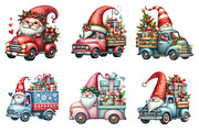 Watercolor Christmas Gnome And Truck, an Illustration by SinaCreation (Thumbnail 4 of 7)