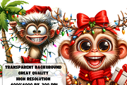 Funny Christmas monkeys clipart, an Animal Illustration by AnetArtStore (Thumbnail 5 of 7)