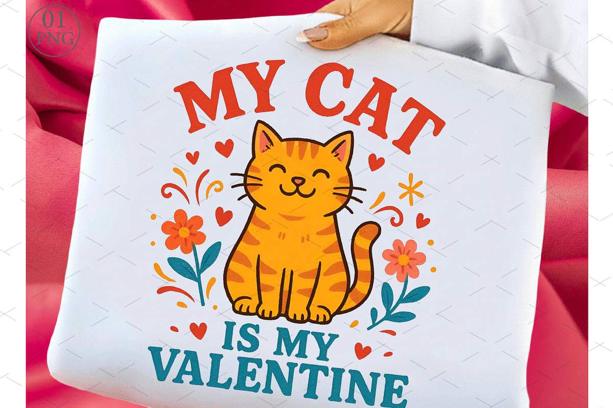 My Cat Is My Valentine PNG Design, an Illustration by Libby Wishes (Photo 1 of 6)